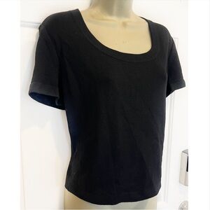 ST. JOHN SPORT Marie Gray Black Knot Top M